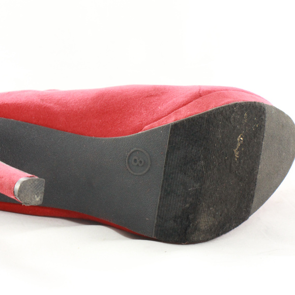 MOSSIMO Supply Red Suede Gold Studded Ankle Boots Sz 8 - Picture 8 of 8